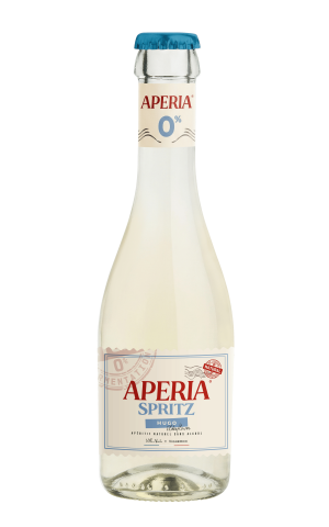 Découvrez APERIA® 0% Hugo Spritz, le premier cocktail prêt à boire issu d'une fermentation non alcoolique des raisins bio de Vil