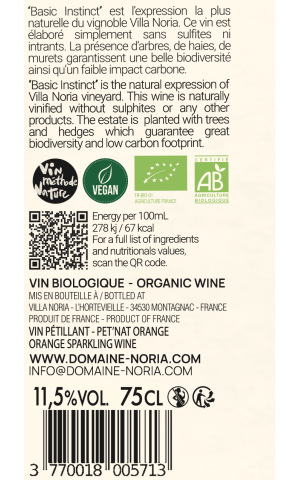 Carton de 6 bouteilles - Basic Instinct PET'NAT' Orange (sans sulfites)