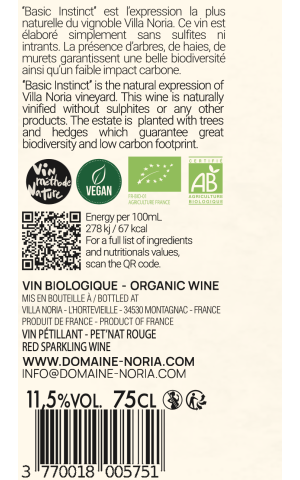 Carton de 6 Bouteilles - Basic Instinct PET'NAT' Rouge (Sans sulfite)
