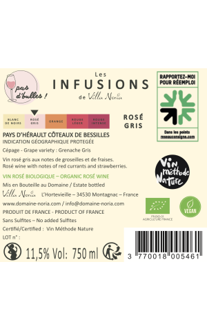 Karton von 6 Flaschen - Les Infusions Villa Noria - Graue Rosé (ohne Sulfite)