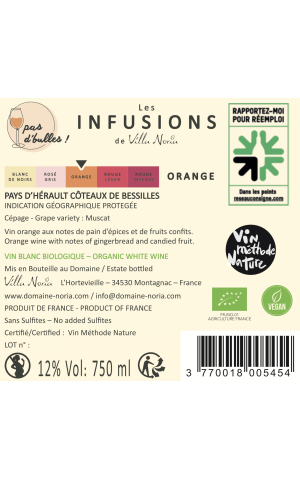Cardboard of 6 bottles - Les Infusions Villa Noria - Orange (without sulphites)