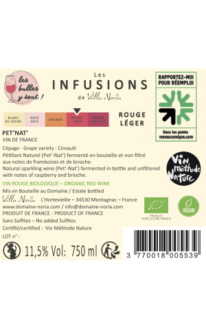 Cardboard of 6 bottles - Les Infusions Villa Noria -Fet'Nat 'Lightweight Red (without sulfite)