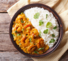 Sweet curry shrimp with coconut milk and ginger