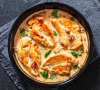 Veal cutlet with cream and mushrooms