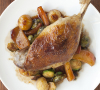 Duck thigh confit with apple compote