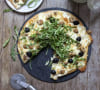 White Pizza with Mushrooms, Mozzarella and Fresh Herbs