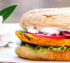 Coral lentil burger